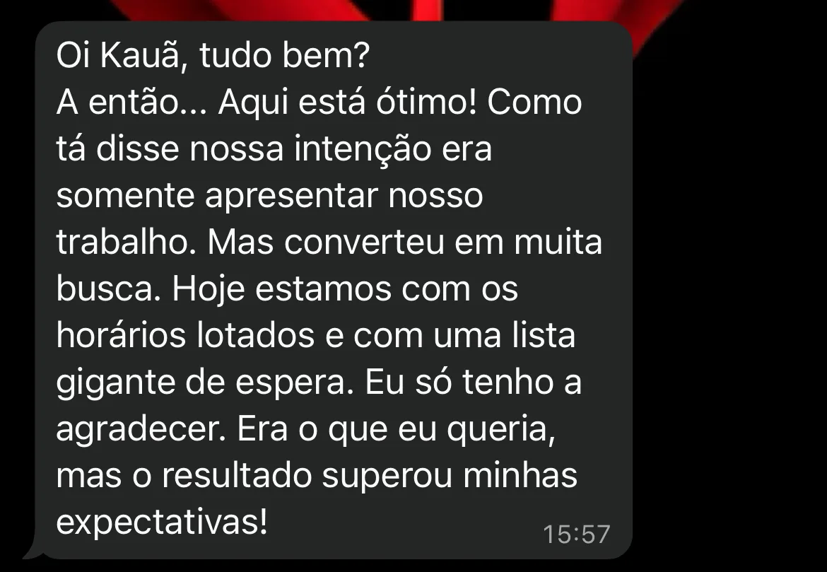 Feedback do cliente Studio Evolution